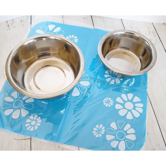 Stainless Steel Pet Bowls with Silicone Mat Cat Dog Small Animal Food and Water - Picture 1 of 10
